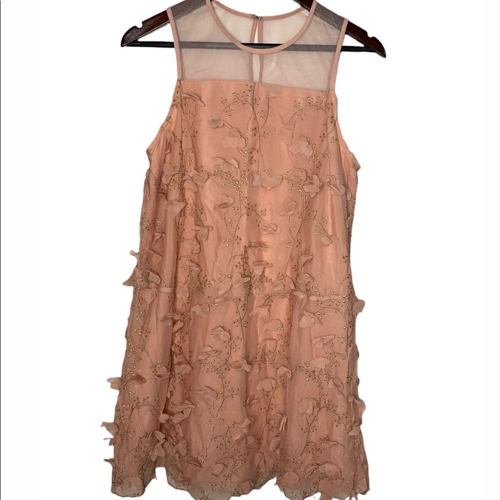 BCBGeneration Embroidered Floral Applique Chiffon Dress Size Small